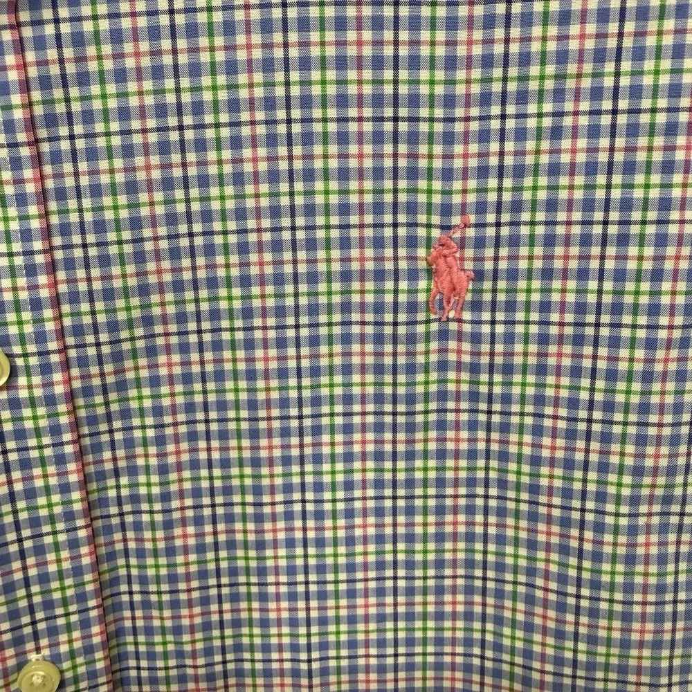 Polo Ralph Lauren Button Up Shirt Long Sleeve Men's size XXL 2XL blue pink plaid